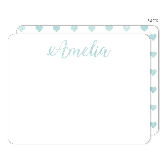 Sea Watercolor Heart Flat Note Cards